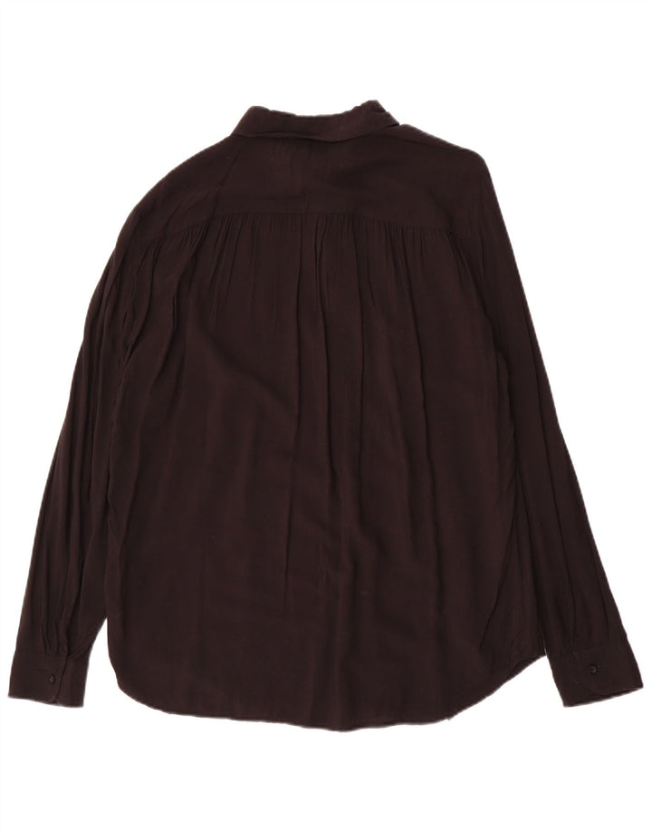 Camicetta camicia oversize da donna Benetton UK 16 grande viscosa nera