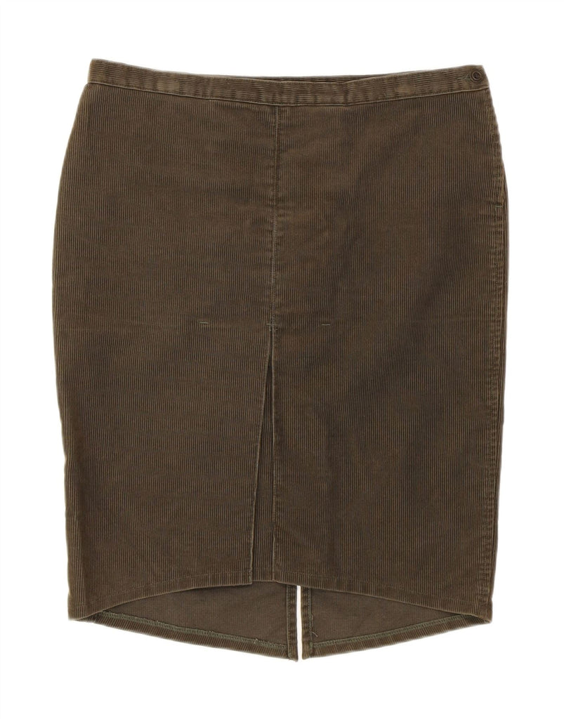 ARMANI Womens Corduroy Pencil Skirt UK 14 Medium W30  Khaki Vintage Armani and Second-Hand Armani from Messina Hembry 