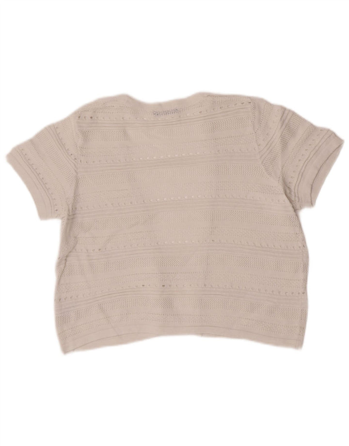 Maglione cardigan aperto a maniche corte corto da donna M&Co UK 12 bianco medio
