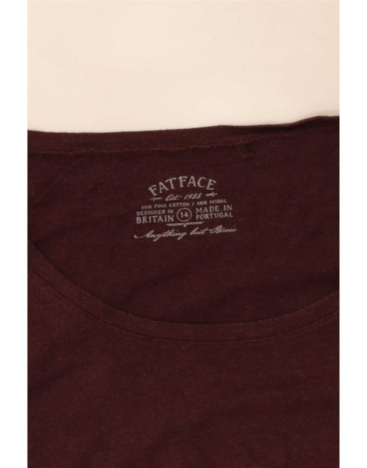 Top da donna Fat Face manica 3/4 UK 14 cotone bordeaux medio