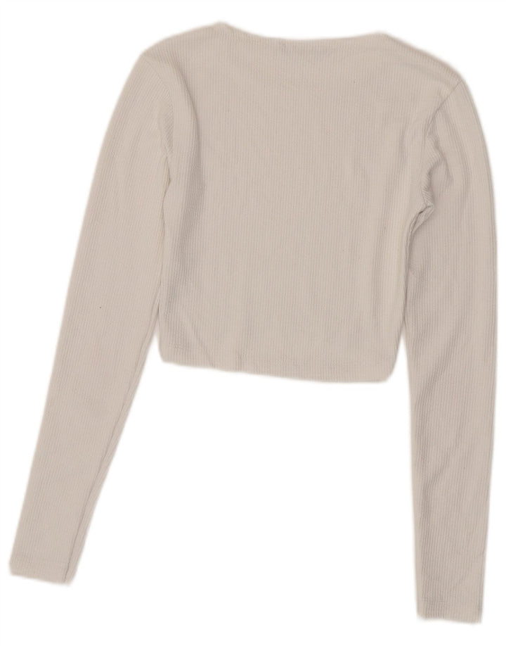 Top corto da donna Zara a maniche lunghe UK 8 piccolo poliestere bianco