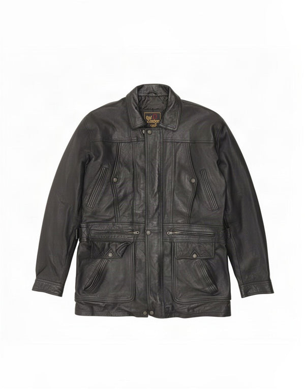 Giacca in pelle vintage da uomo UK 42 XL nera