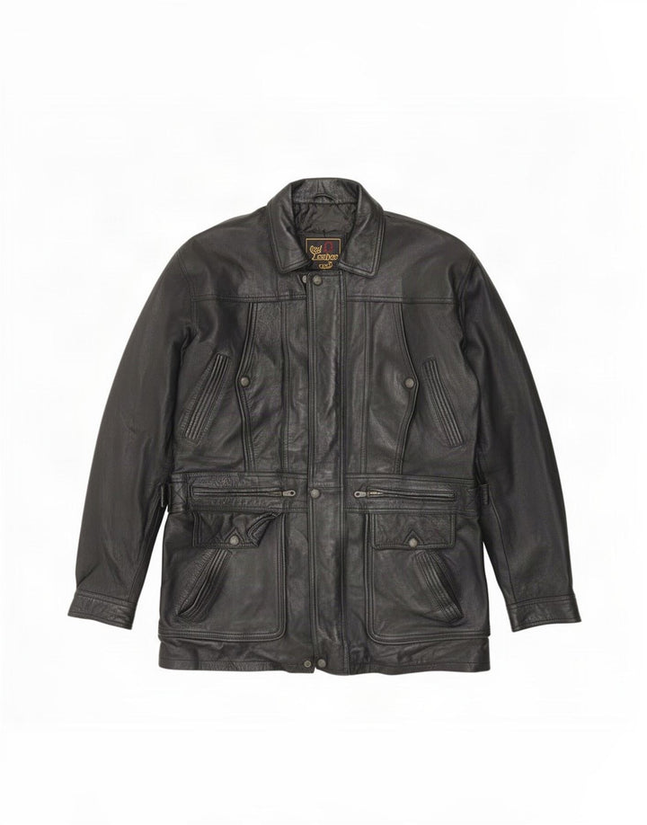 Giacca in pelle vintage da uomo UK 42 XL nera
