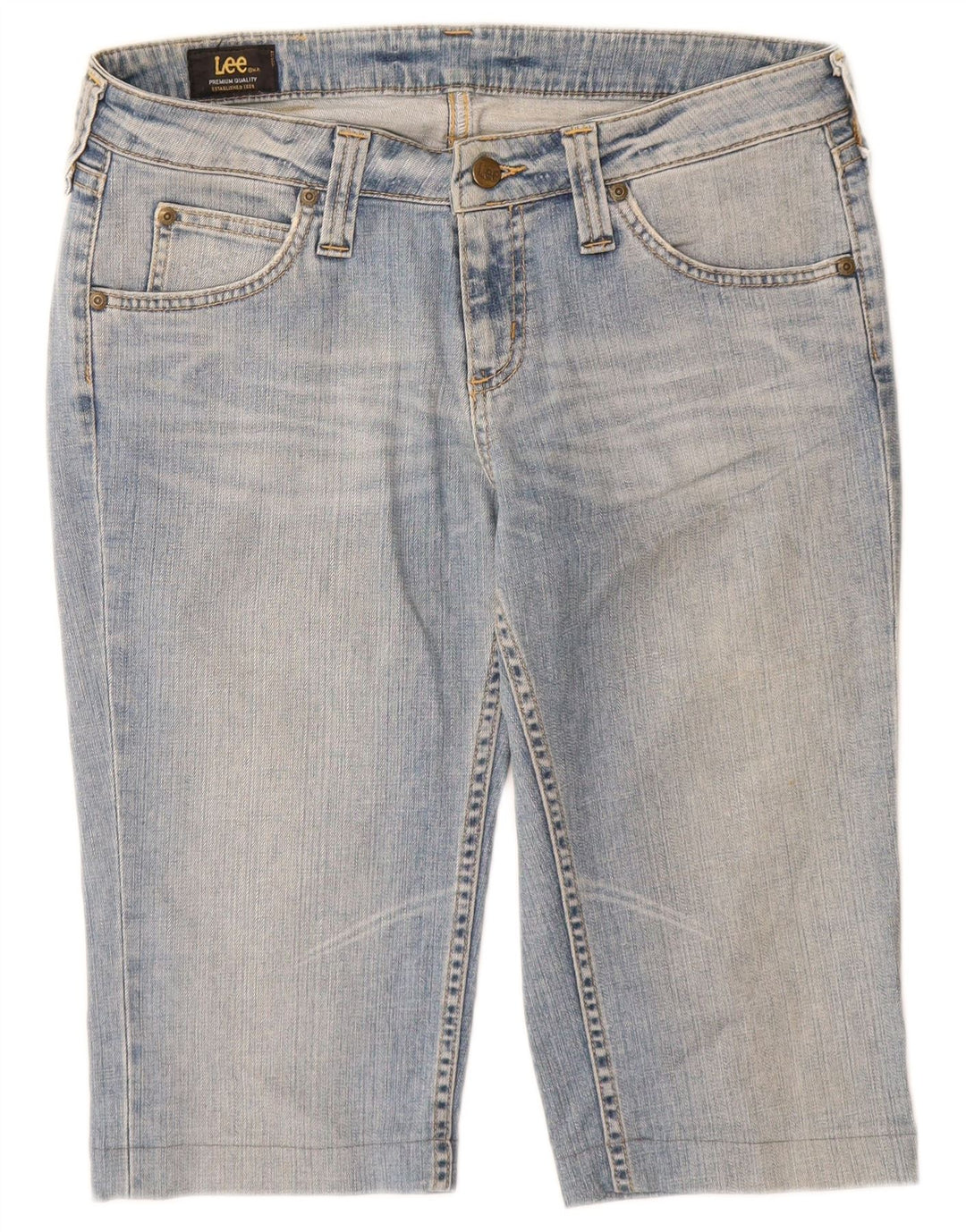 Pantaloncini di jeans Bermuda da donna Lee W31 cotone blu medio