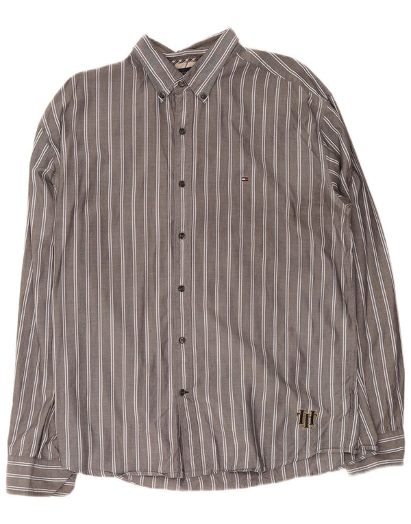 Camicia da uomo Tommy Hilfiger XL in cotone gessato grigio