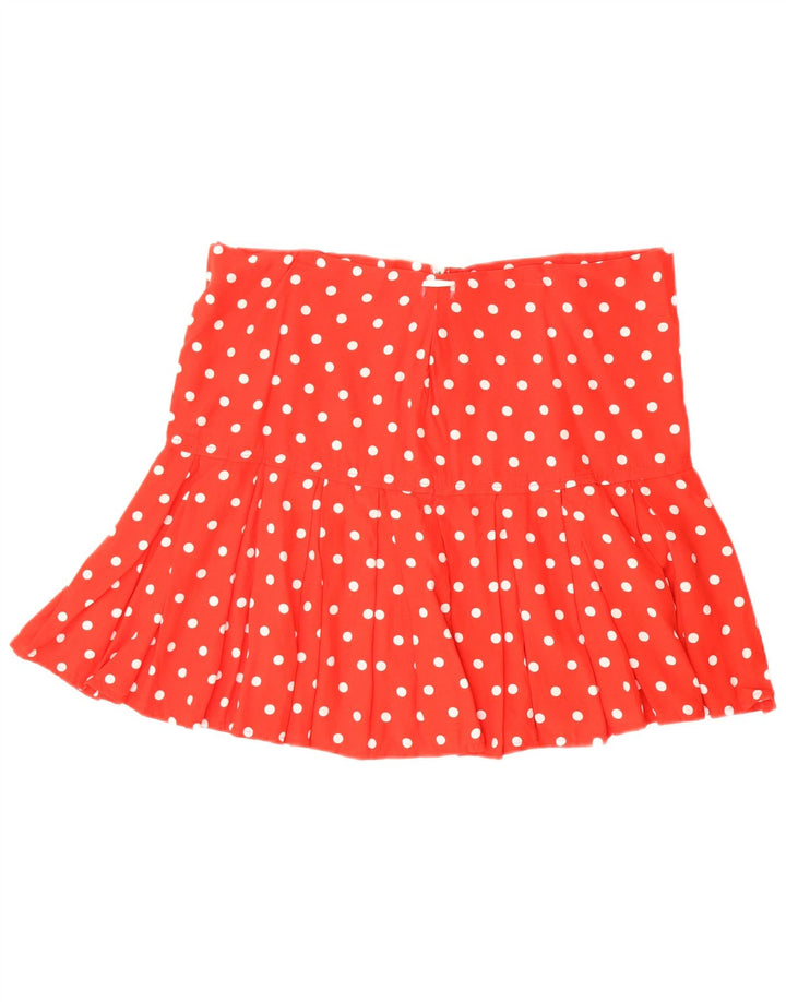 VINTAGE Womens Pleated Mini Skirt W28 Medium Red Polka Dot