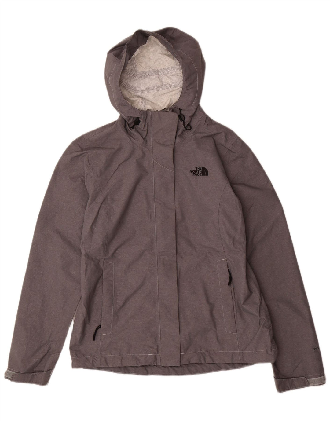 THE NORTH FACE Giacca antipioggia da donna con cappuccio Dryvent UK 10 piccola in nylon grigio