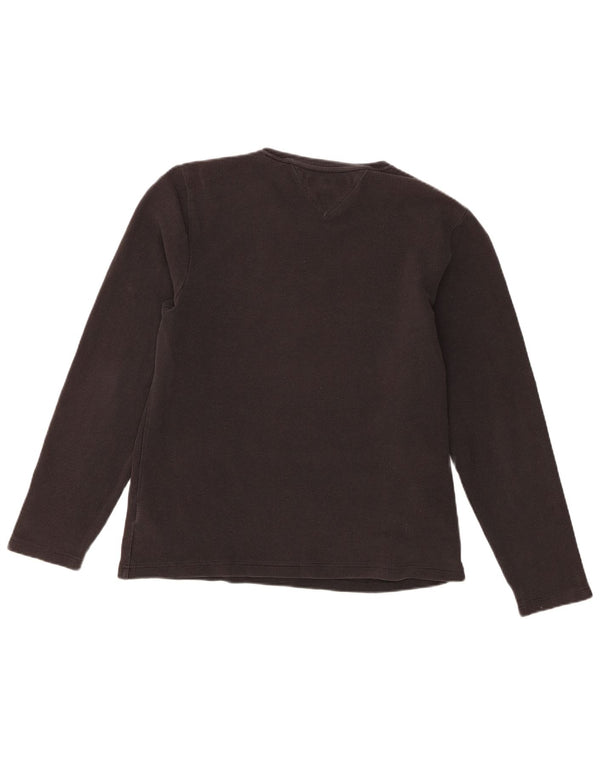 Tommy Hilfiger Donna Top Manica Lunga UK 16 Grande Cotone Nero