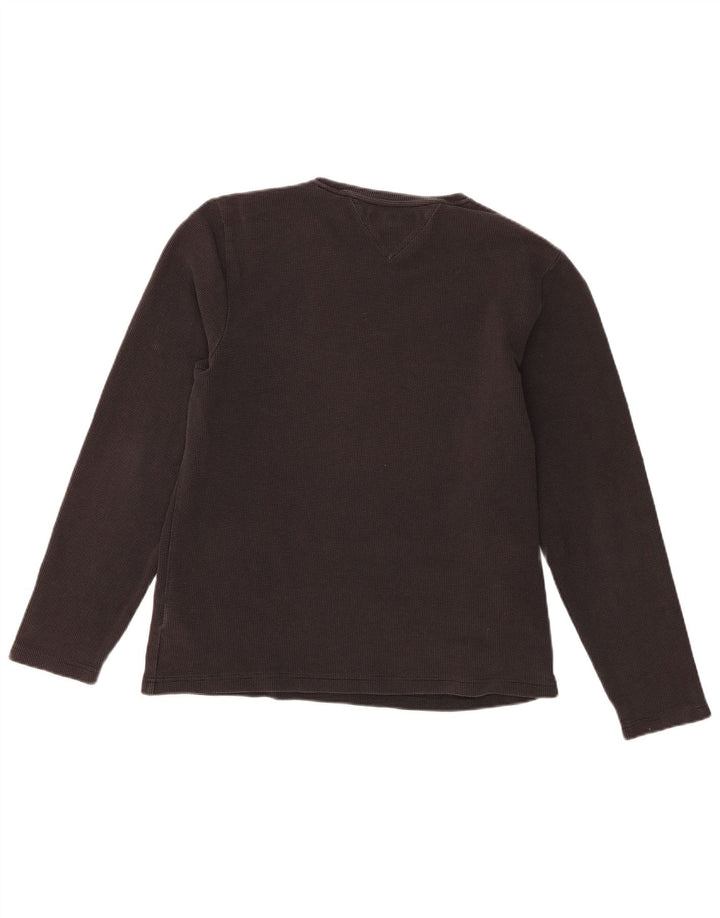 Tommy Hilfiger Donna Top Manica Lunga UK 16 Grande Cotone Nero