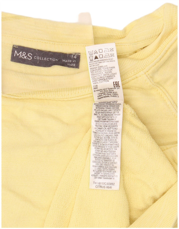 Felpa da donna Marks & Spencer UK 14 grande cotone giallo