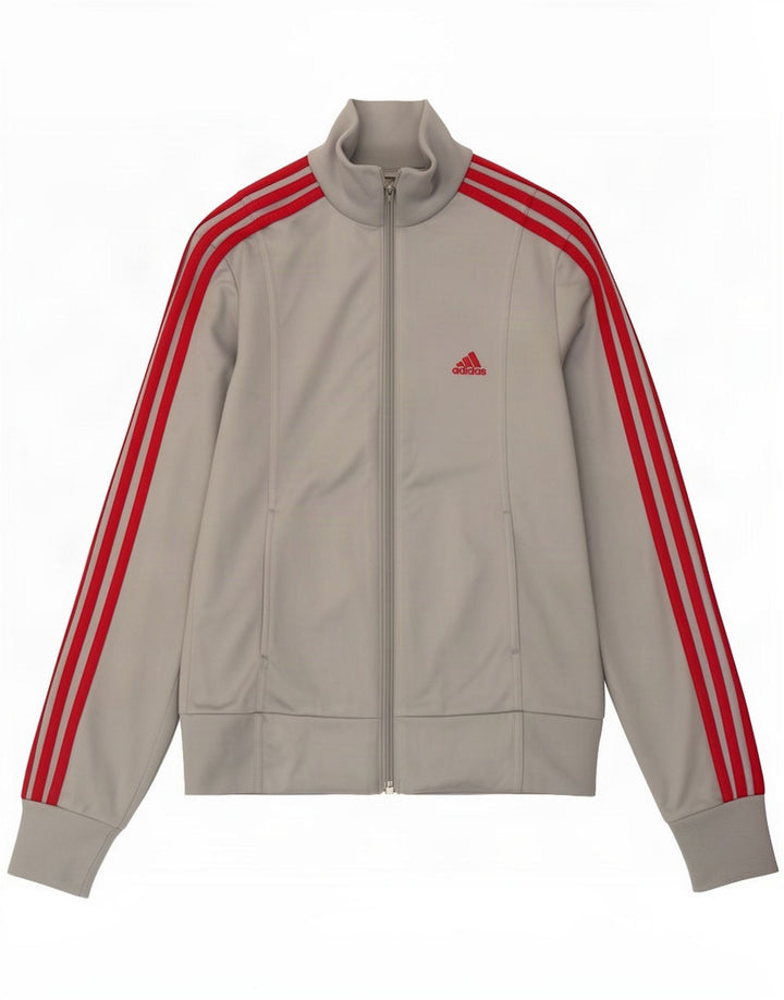 Giacca da ginnastica da donna Adidas UK 10 piccola poliestere grigio