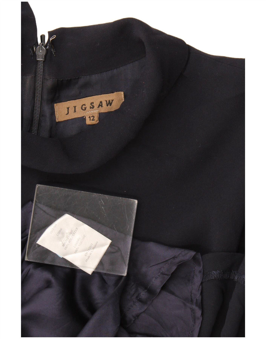 Abito da donna a trapezio con maniche a 3/4 Jigsaw UK 12 Poliestere blu navy medio