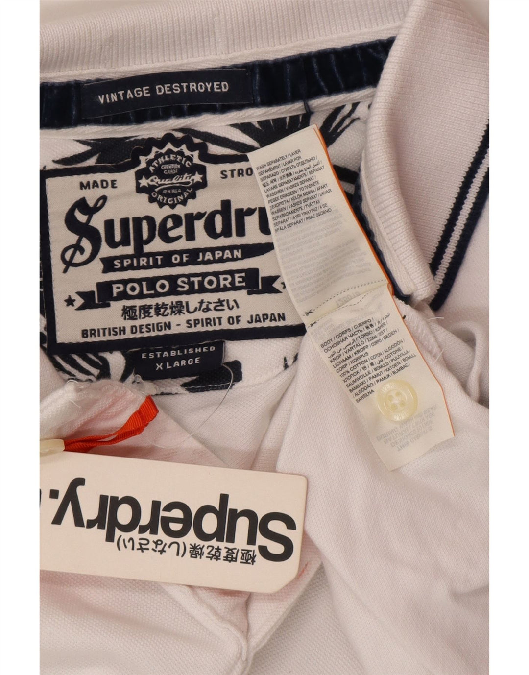 Polo da uomo SUPERDRY XL in cotone bianco