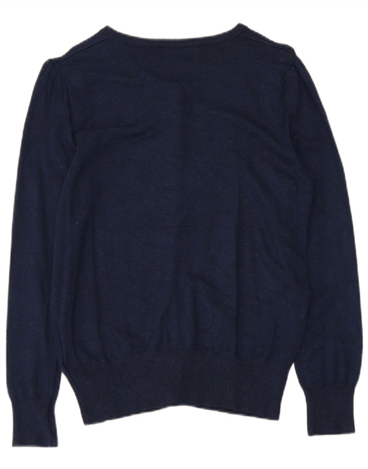 Maglione cardigan da donna Marks & Spencer UK 12 Viscosa blu navy medio