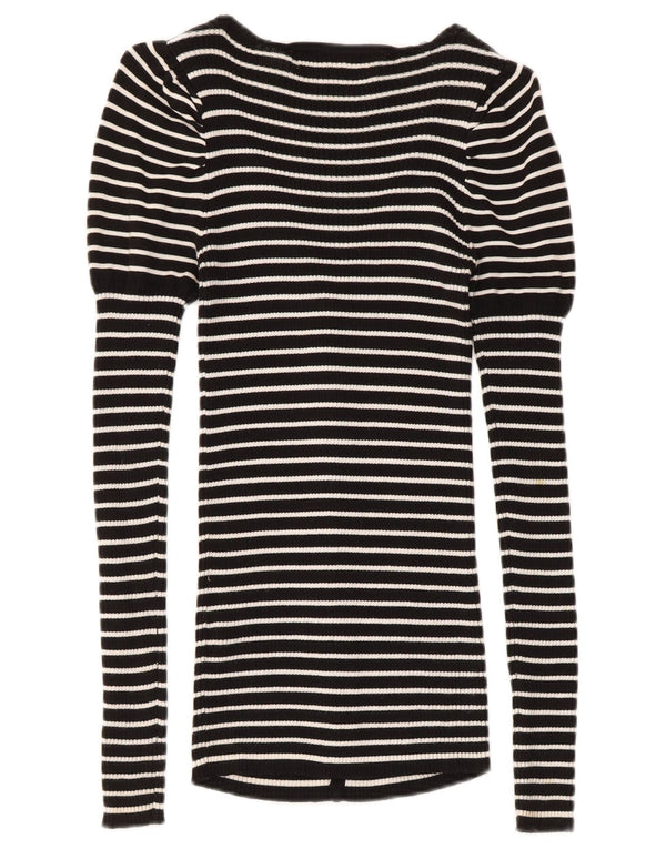 Maglione cardigan da donna Zara UK 8 piccolo cotone a righe nere