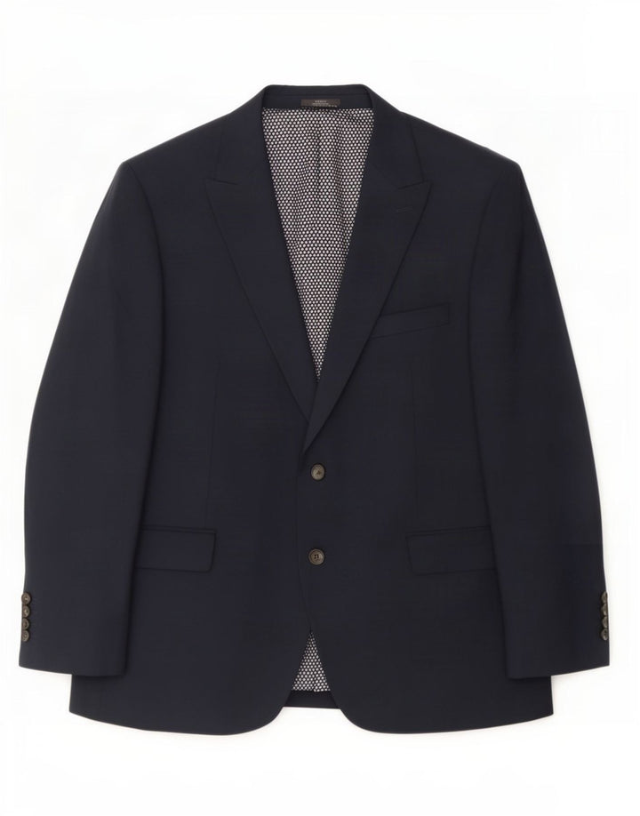 Giacca blazer corta da uomo Marks & Spencer a 2 bottoni UK 44 2XL Blu navy