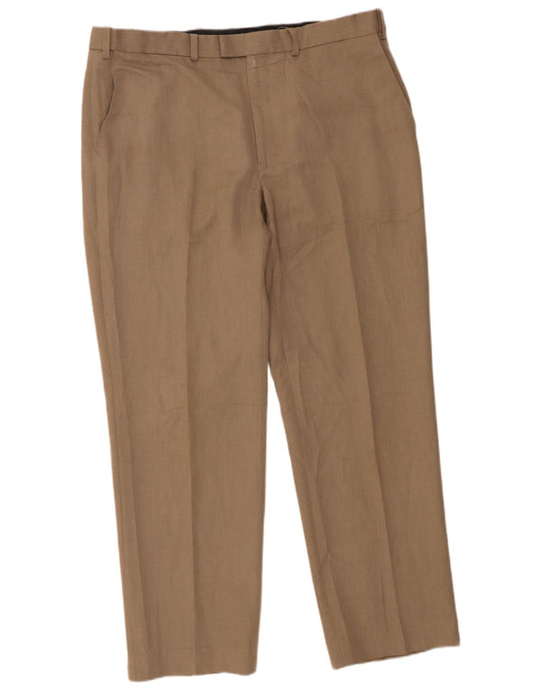 Pantaloni da abito dritti da uomo Marks & Spencer W38 L31 Poliestere beige