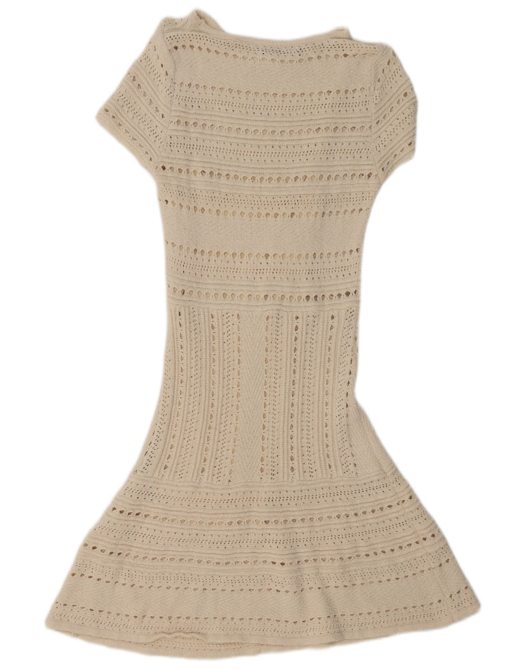 Abito maglione trasparente da donna a maniche corte Zara UK 12 medio bianco sporco