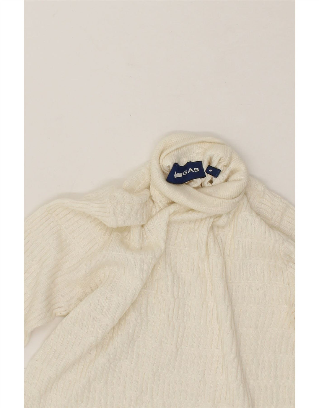 GAS Womens Turtle Neck Jumper Sweater UK 10 Small Off White Vintage Gas and Second-Hand Gas from Messina Hembry 