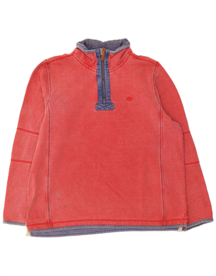 Felpa da uomo con collo con zip Fat Face, maglione grande, cotone rosso