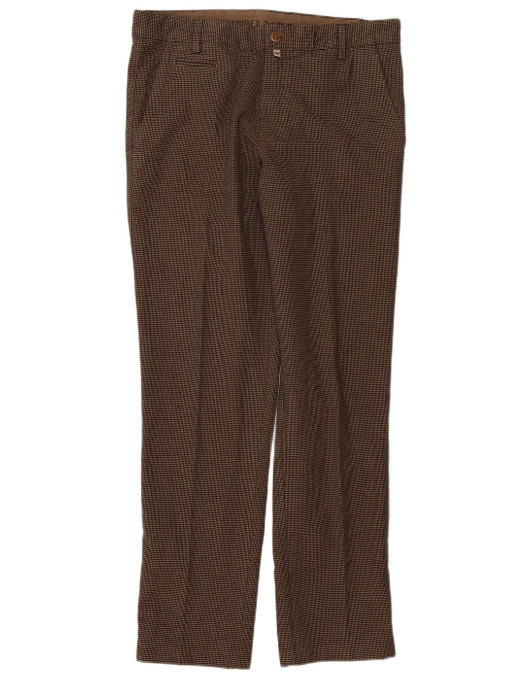 Pantaloni chino dritti da uomo AVIREX W33 L32 cotone pied de poule marrone
