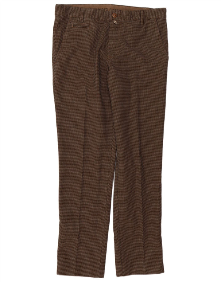 Pantaloni chino dritti da uomo AVIREX W33 L32 cotone pied de poule marrone
