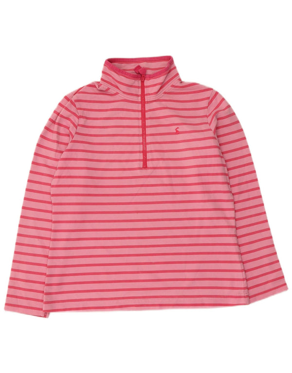 Felpa da donna con collo con zip Joules, maglione UK 12, cotone a righe rosa medio