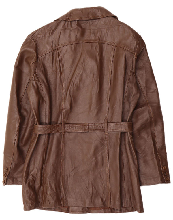 Giacca in pelle doppiopetto vintage da uomo IT 52 XL in pelle marrone