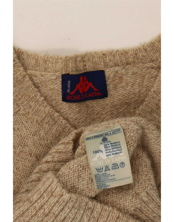 Maglione Kappa da uomo con scollo a V, grande lana screziata beige