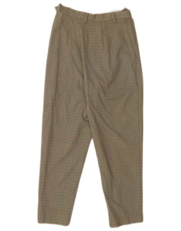 VIAMAGGIO Pantaloni corti affusolati a vita alta da donna W26 L24 a quadretti kaki