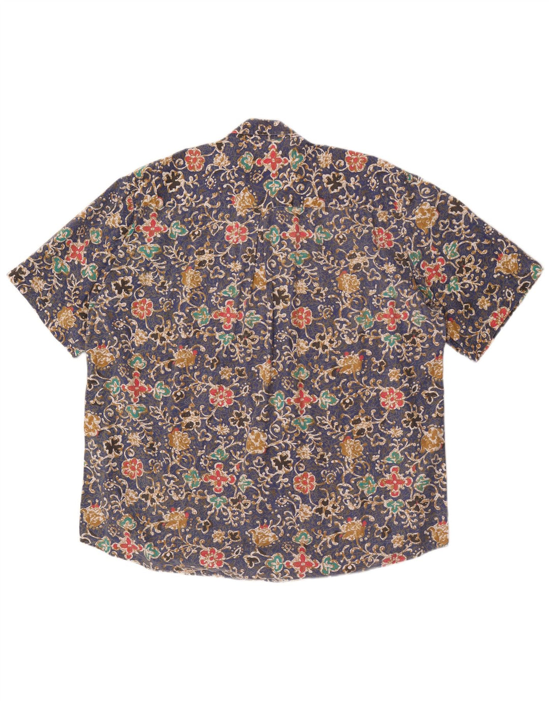Camicia vintage da uomo a maniche corte grande floreale blu