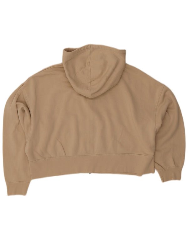 Felpa con cappuccio e zip oversize corta da donna Nike UK 10 piccola in cotone beige
