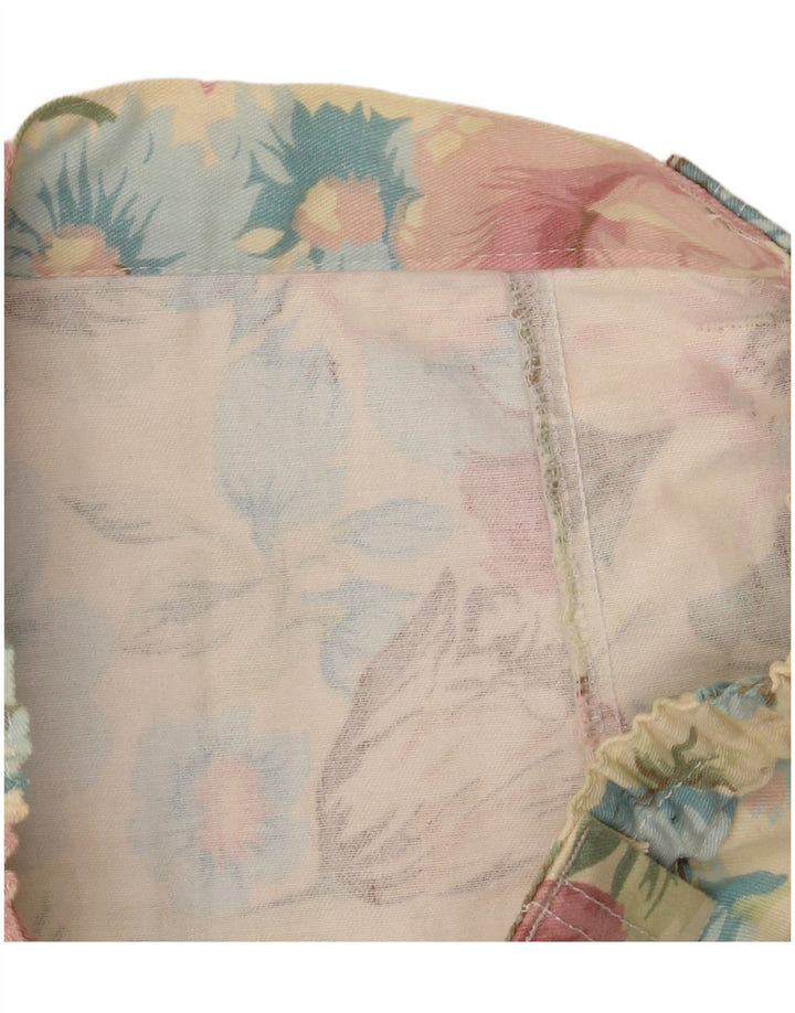 Gonna dritta a vita alta da donna VINTAGE W30 giallo medio floreale