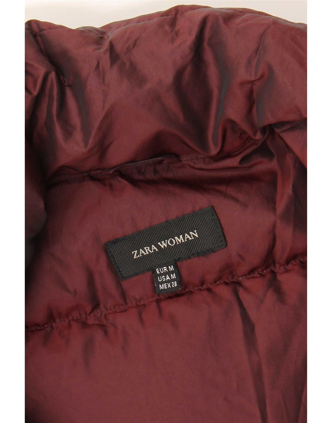 Giacca imbottita da donna Zara UK 14 Borgogna media