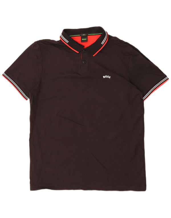 Polo da uomo slim fit Hugo Boss XL in cotone nero