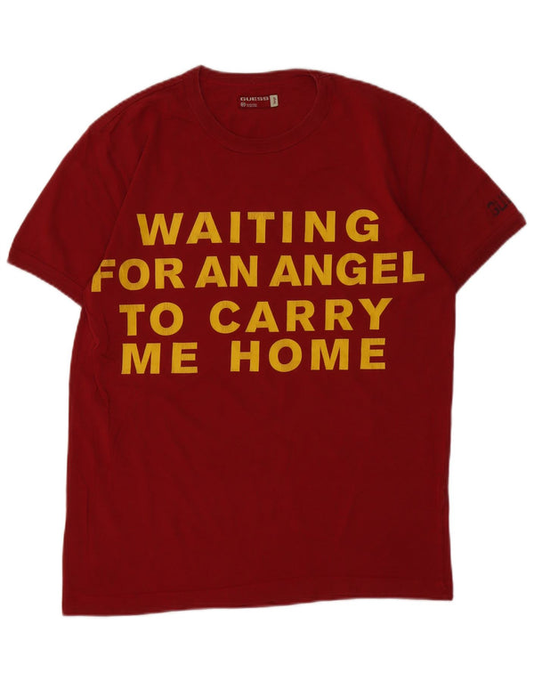 Guess T-shirt grafica da uomo grande in cotone rosso