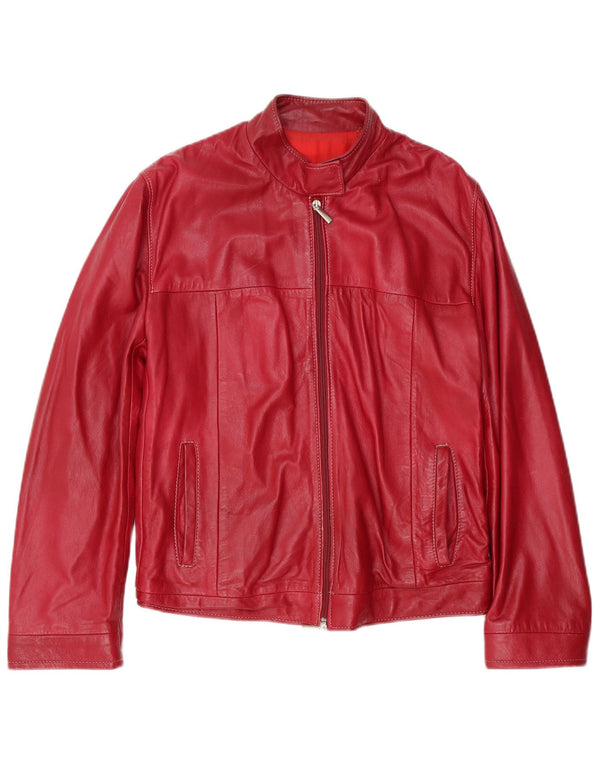 Giubbotto bomber in pelle vintage da donna IT 46 grande rosso