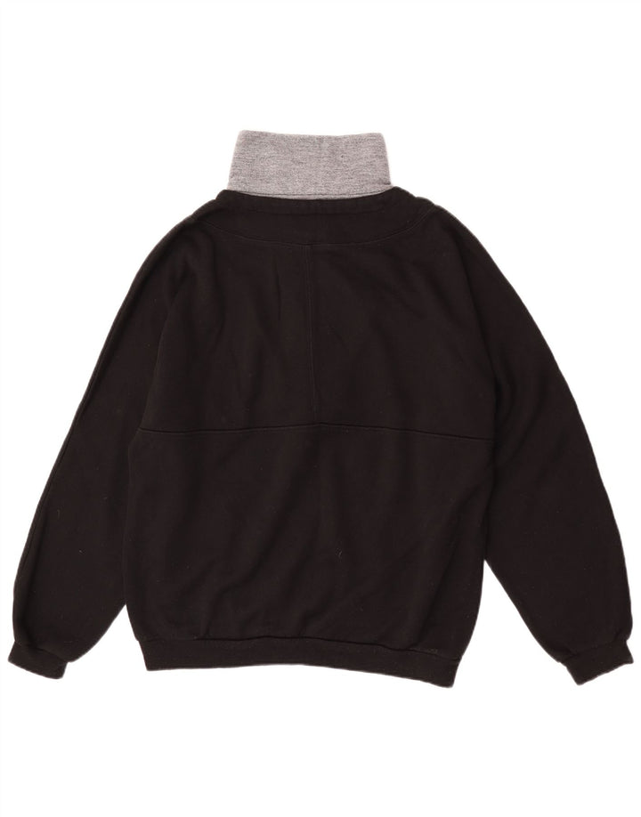 Felpa da uomo con collo con bottoni grafici Lotto, maglione grande, colore nero