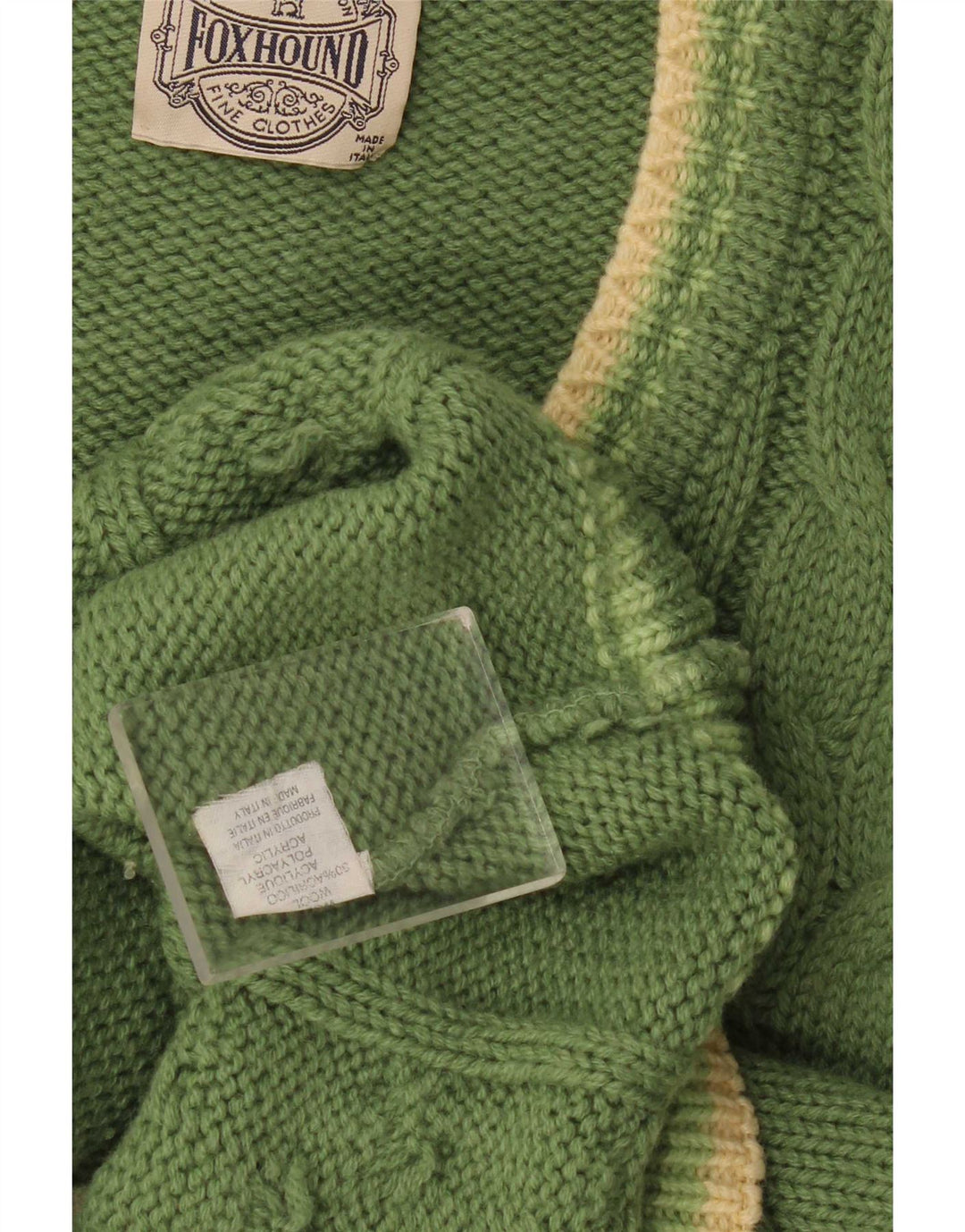 Maglione con scollo a V grafico da uomo Foxhound XL in lana a righe verdi