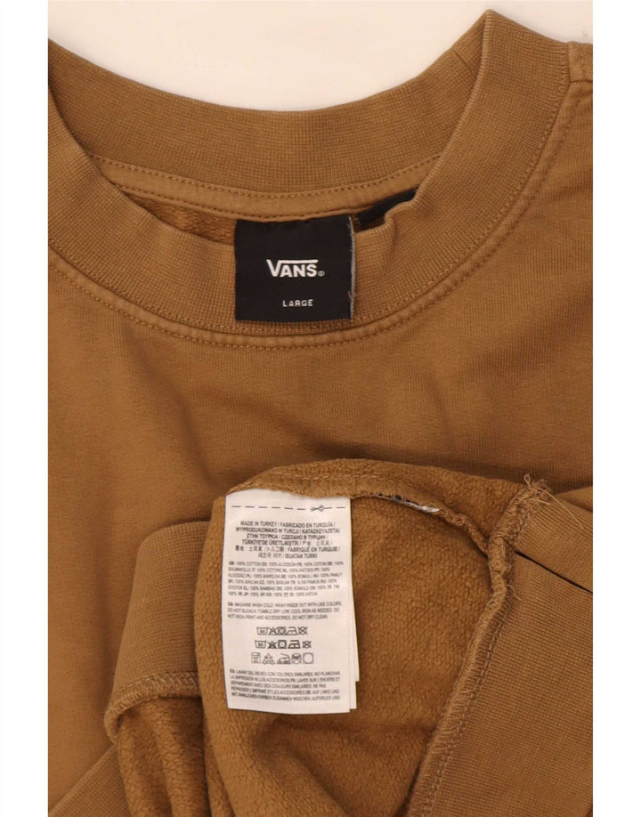 Felpa oversize con grafica da donna di Vans, maglione UK 16, grande, cotone marrone