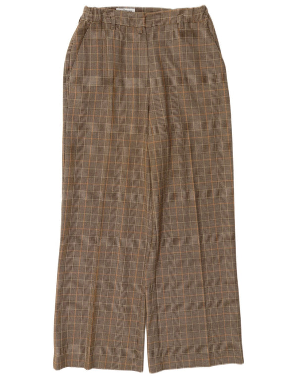 Pantaloni chino a gamba larga da donna Steilmann UK 16 Large W32 L28 Beige a quadri