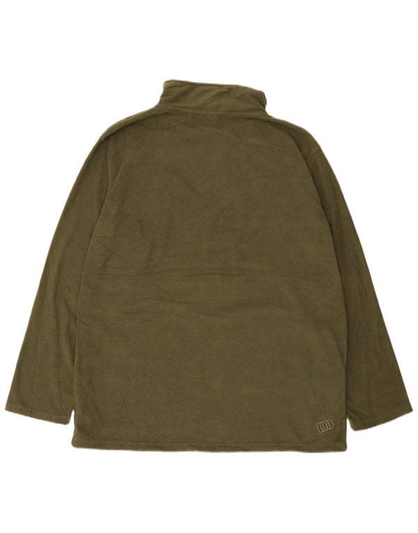 Maglione in pile con collo con zip e grafica da uomo XL in poliestere kaki
