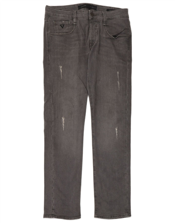 Jeans slim invecchiati da uomo Guess W31 L33 cotone grigio
