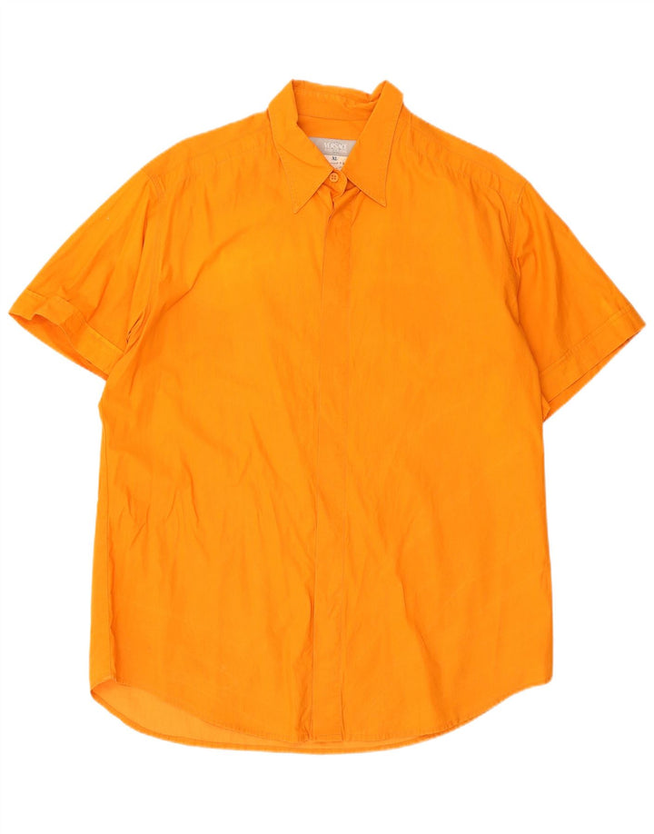 Camicia a maniche corte da uomo Versace XL in cotone arancione