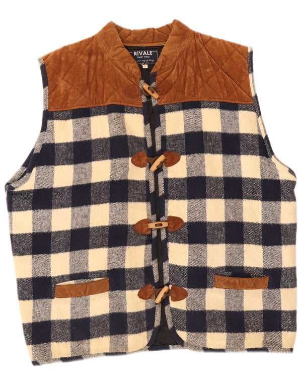 Borsone da uomo vintage UK 40 grande cotone a quadri blu navy