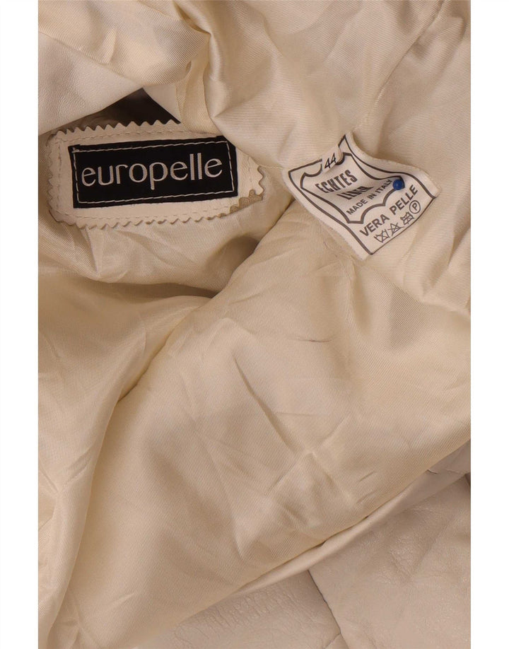 Giacca in pelle vintage da donna IT 44 bianca media