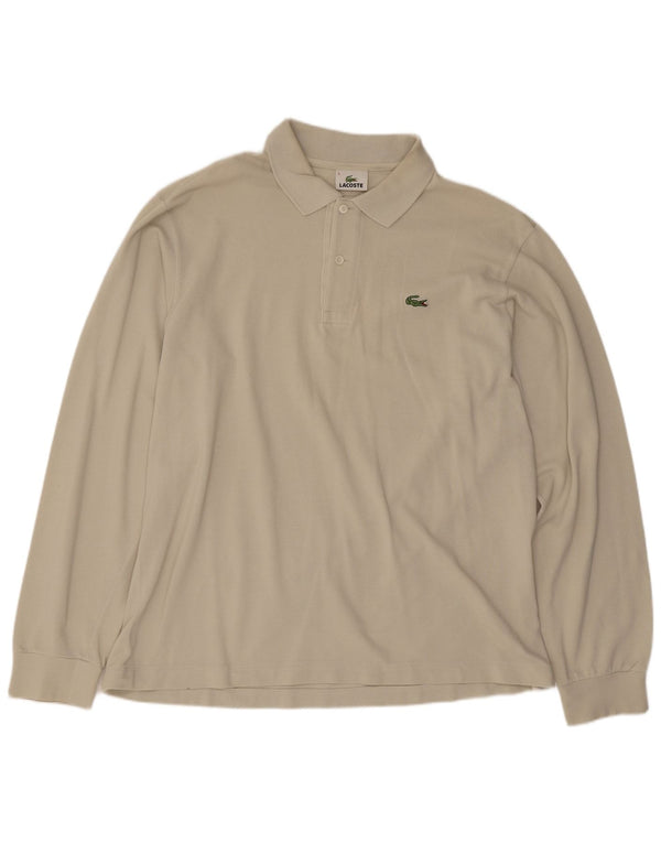 Polo da uomo a maniche lunghe Lacoste taglia 5 grande in cotone beige