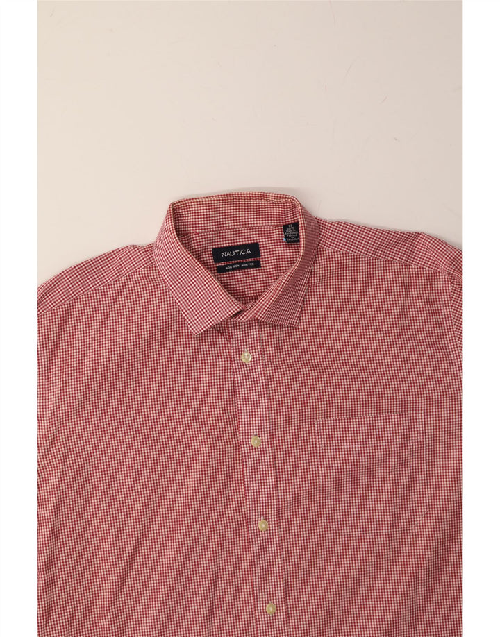 NAUTICA Mens Shirt Size 17 XL Red Gingham Cotton Vintage Nautica and Second-Hand Nautica from Messina Hembry 