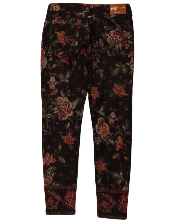 Pantaloni casual skinny da donna DESIGUAL EU 38 Medium W28 L26 Nero floreale