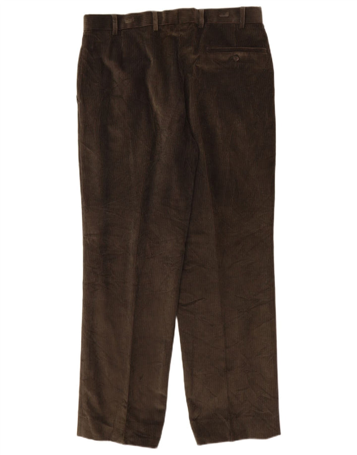 MARKS & SPENCER Pantaloni dritti da uomo in velluto a coste W34 L31 cotone marrone